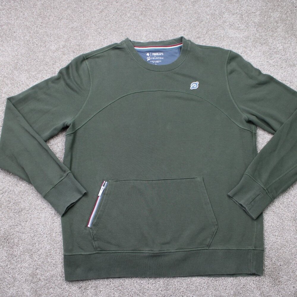 Fourlaps‎ X Peloton Sweatshirt Mens Large Green Stitched Logo Crewneck Pullover